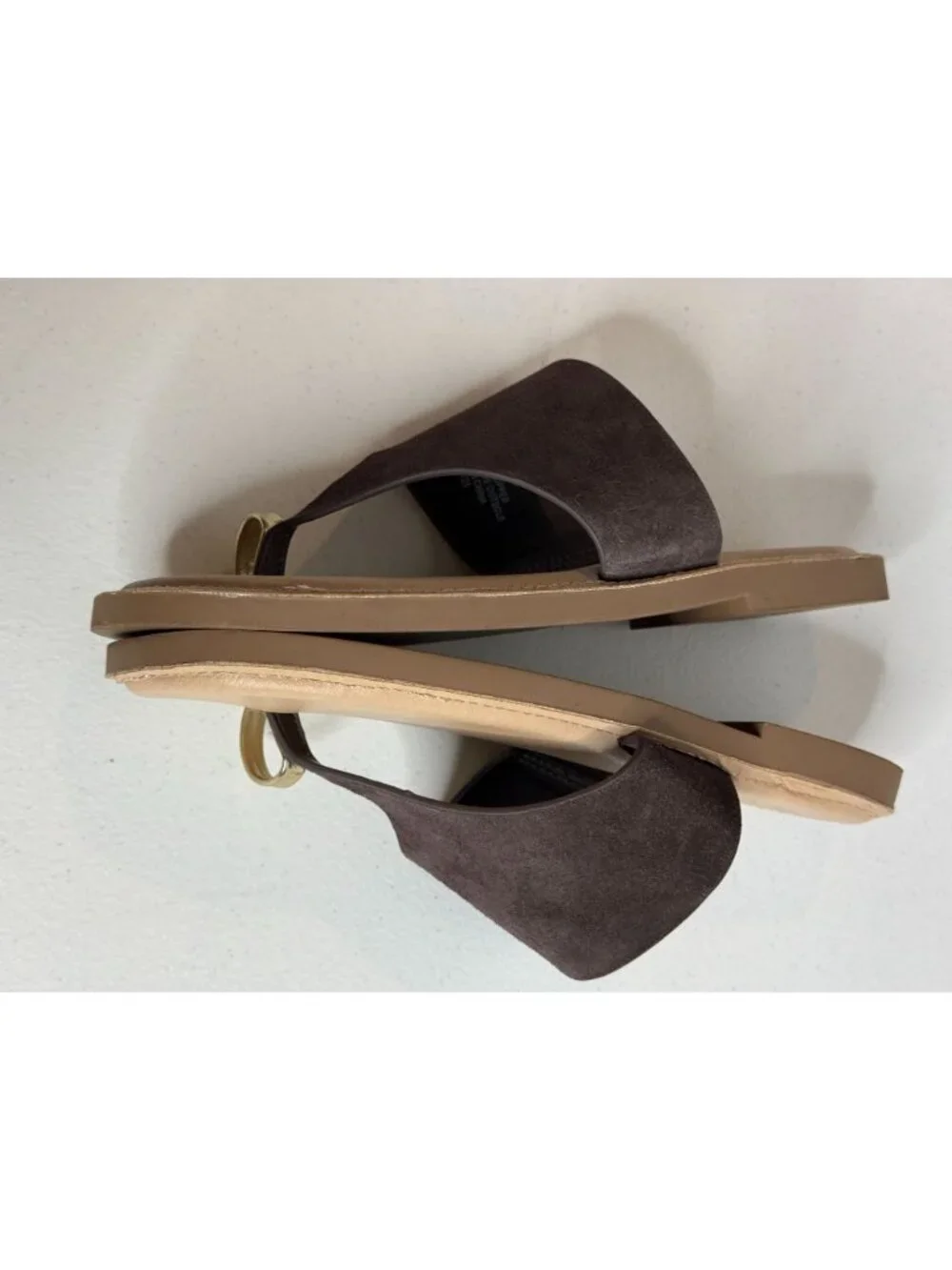 Splendid Lily Womens 6M Brown Suede Toe Ring Sandals Gold Boho Slides Minimalist